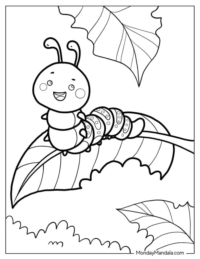 Cartoon Caterpillar To Color For Toddlers coloring page