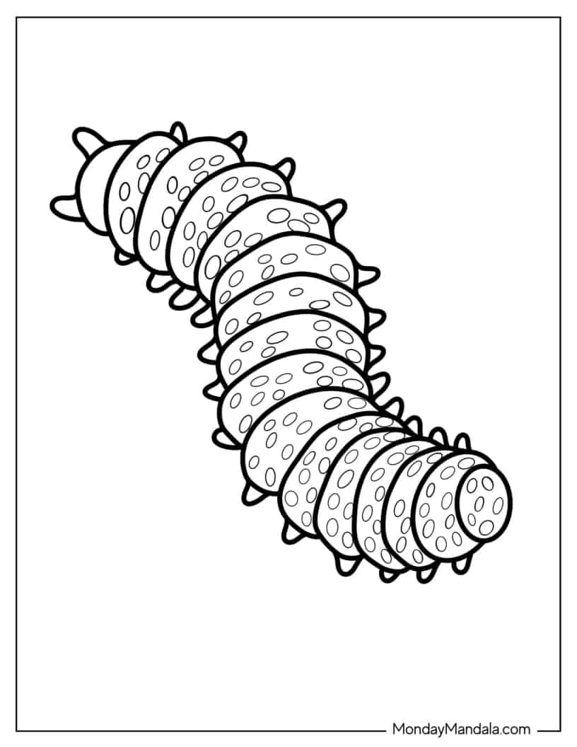 Caterpillar With Spots To Color For Kids coloring page