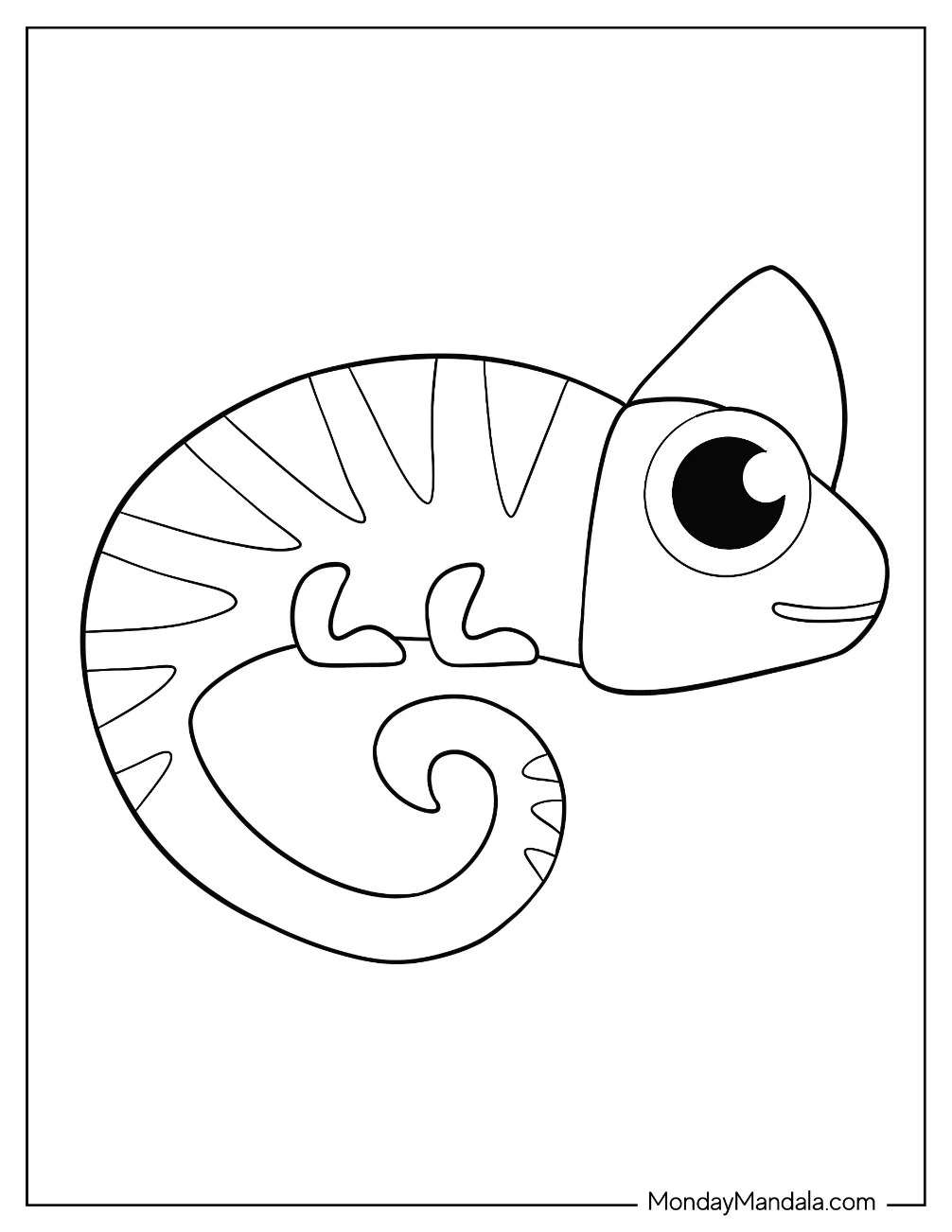 Simple Chibi Chameleon Coloring Page For Preschoolers coloring page