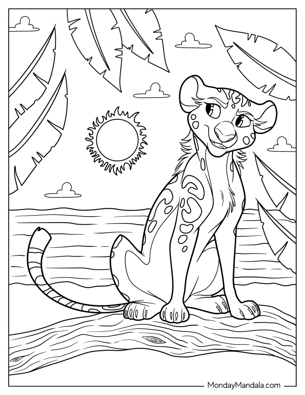 Cheetah Coloring Page Resting By The Sea coloring page