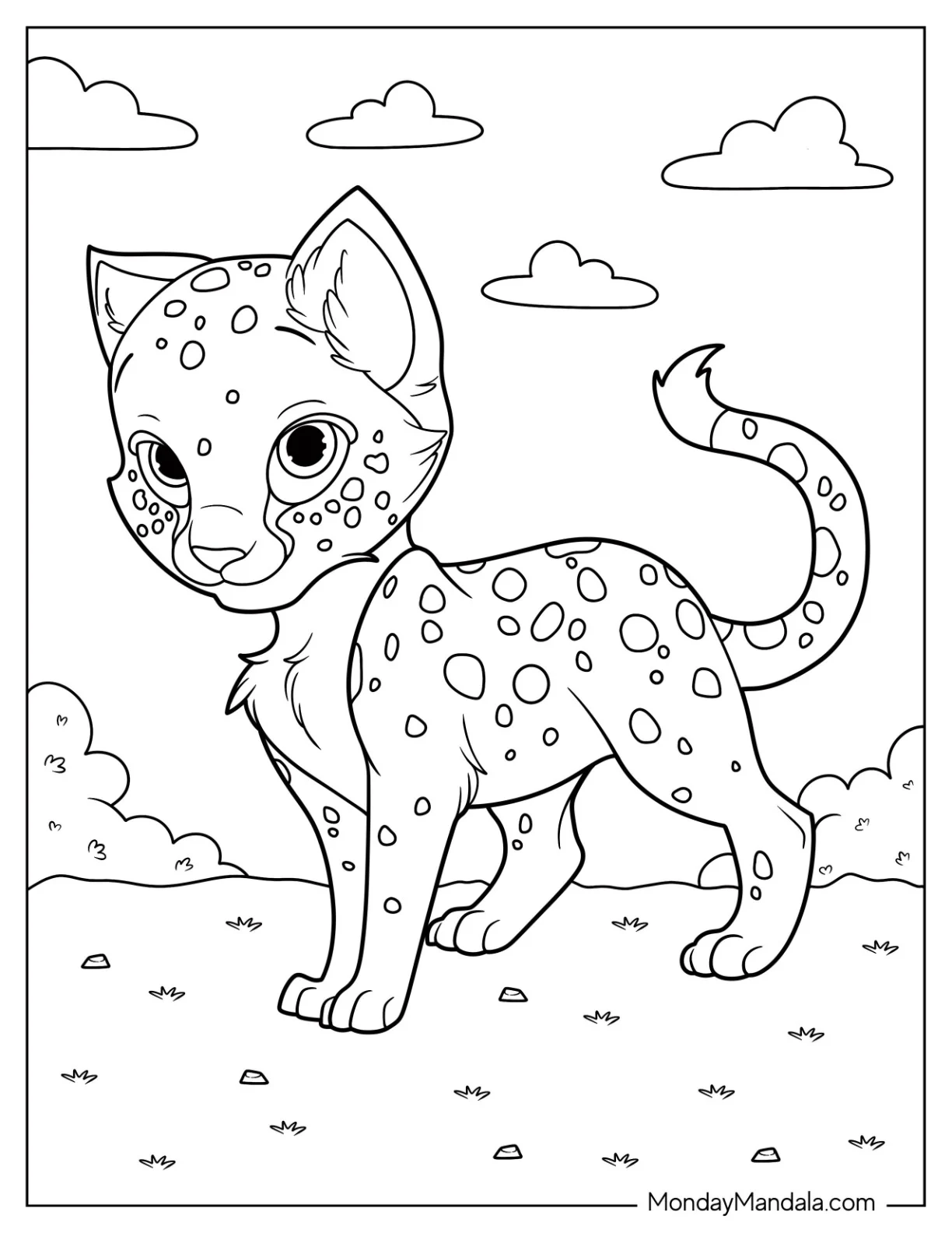 Cute Baby Cheetah Coloring Page For Kids coloring page