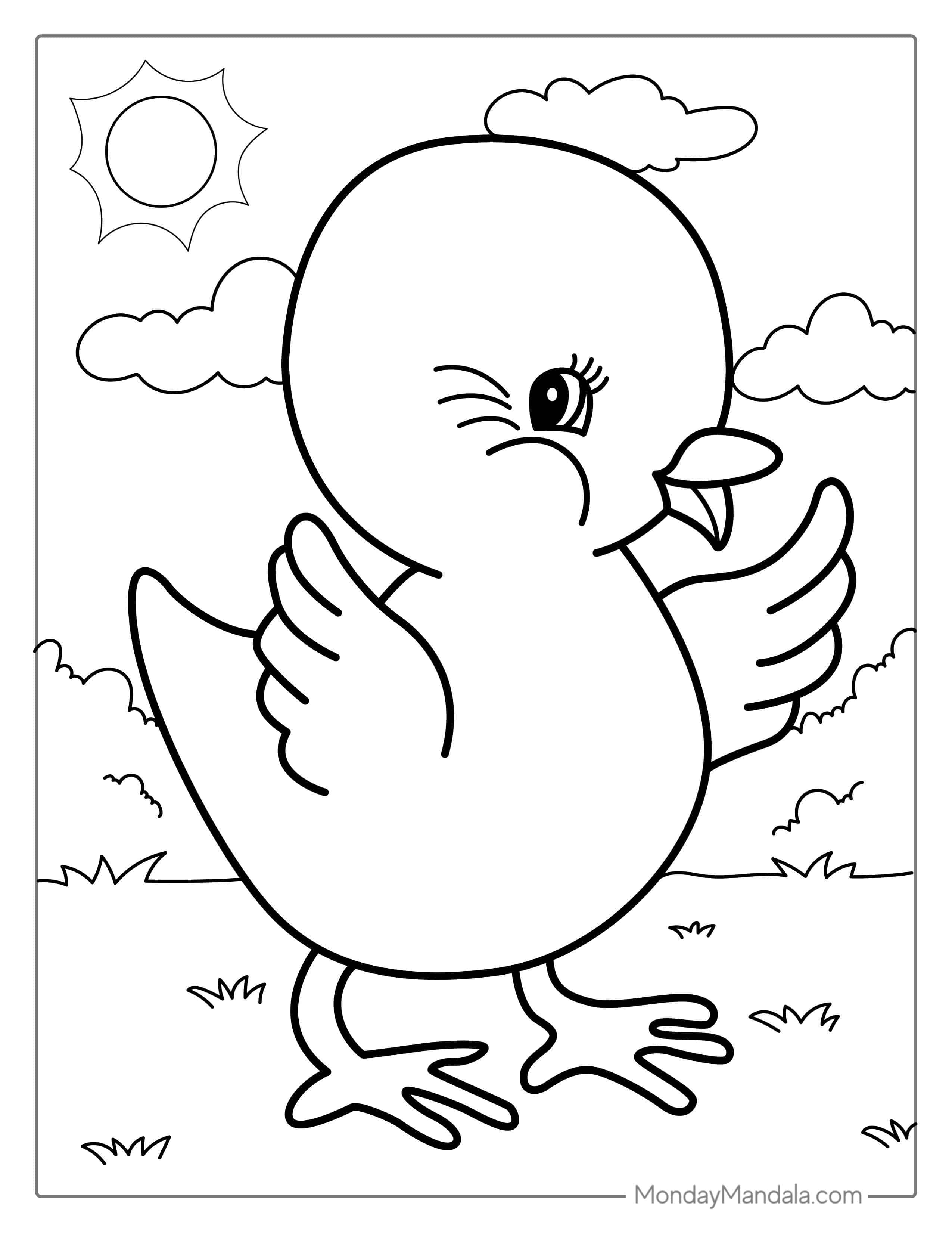 Adorable Baby Chick Coloring Sheet For Kids coloring page — printable line art