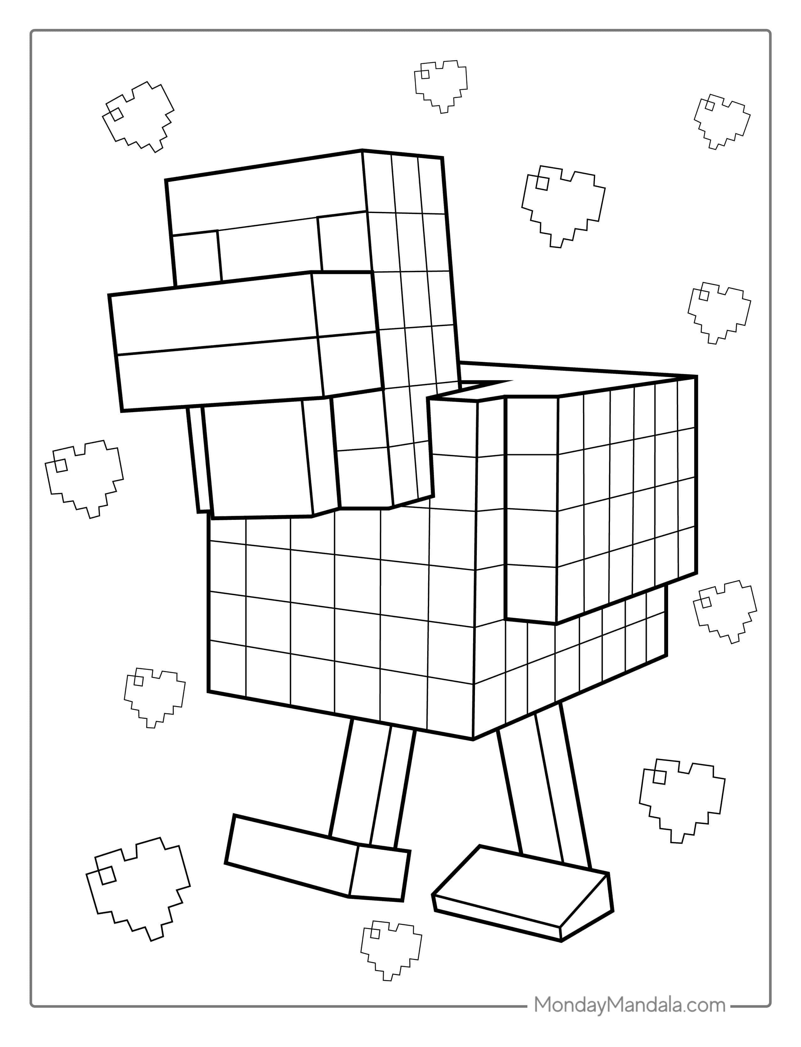 Minecraft Chicken Coloring Sheet coloring page