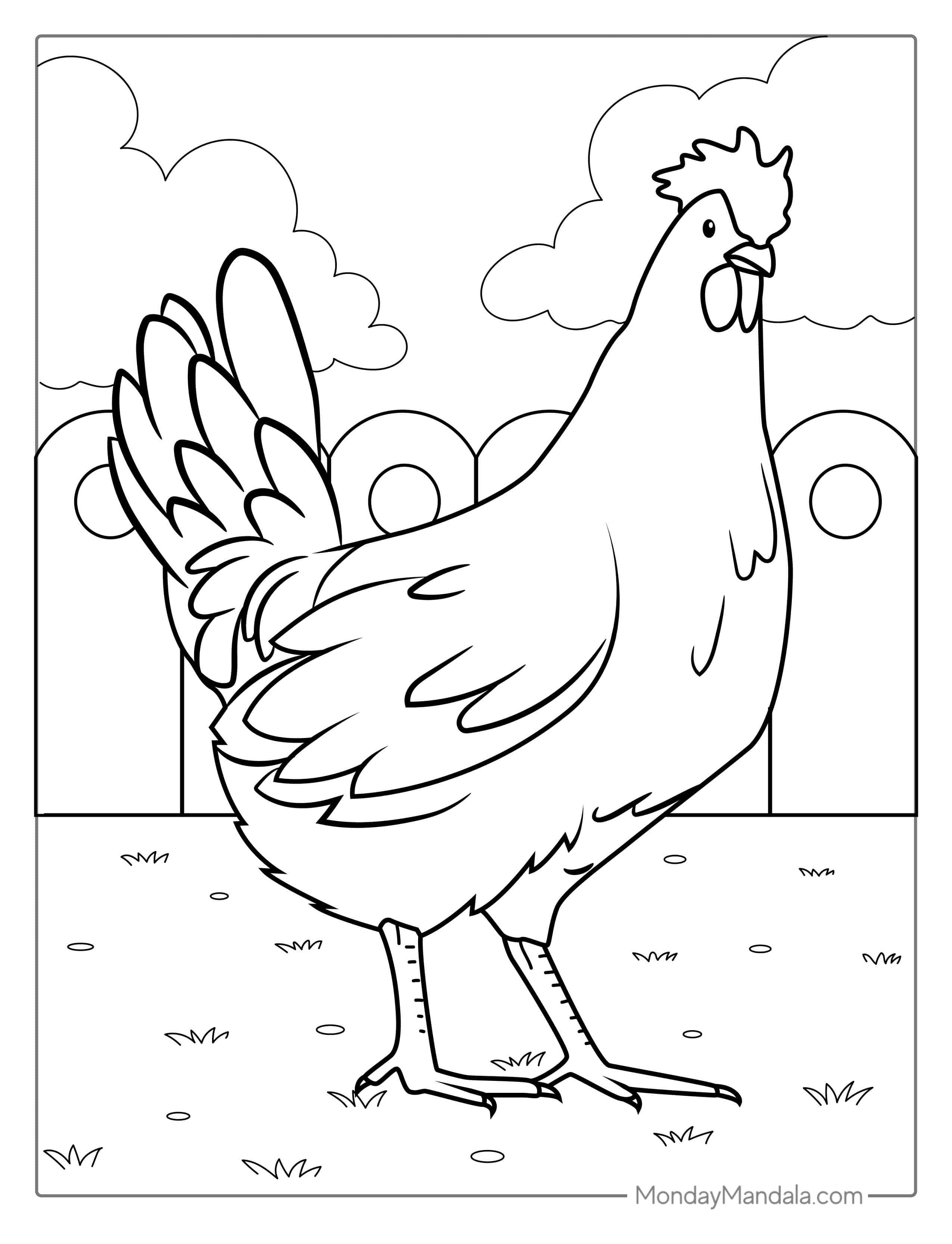 Simple Outline Of a Chicken To Color coloring page