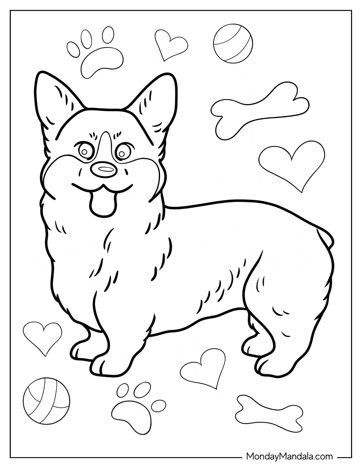 Easy Outline Of Adult Corgi Coloring Page coloring page