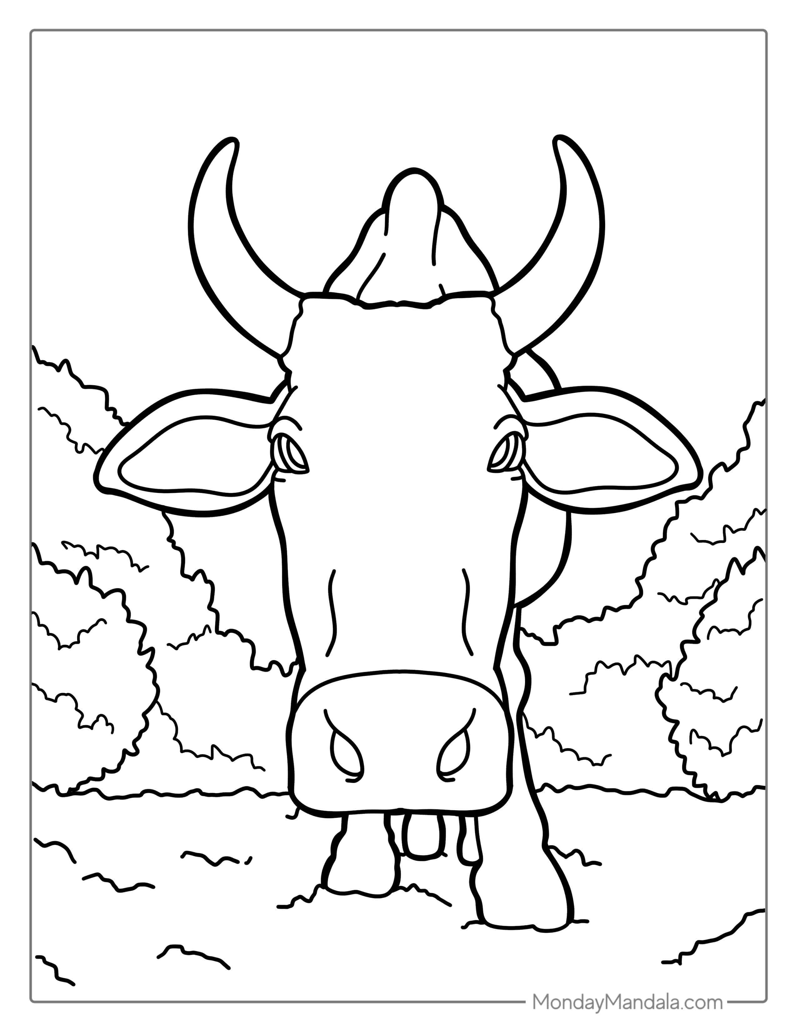 Close Up Of Bull Horns Coloring Sheet coloring page — printable line art