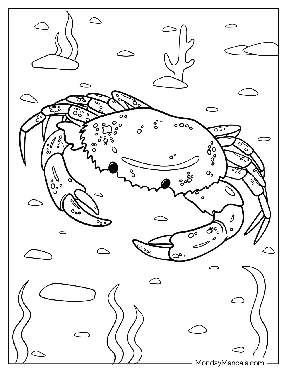 Crab Coloring Page With Detailed Shell coloring page