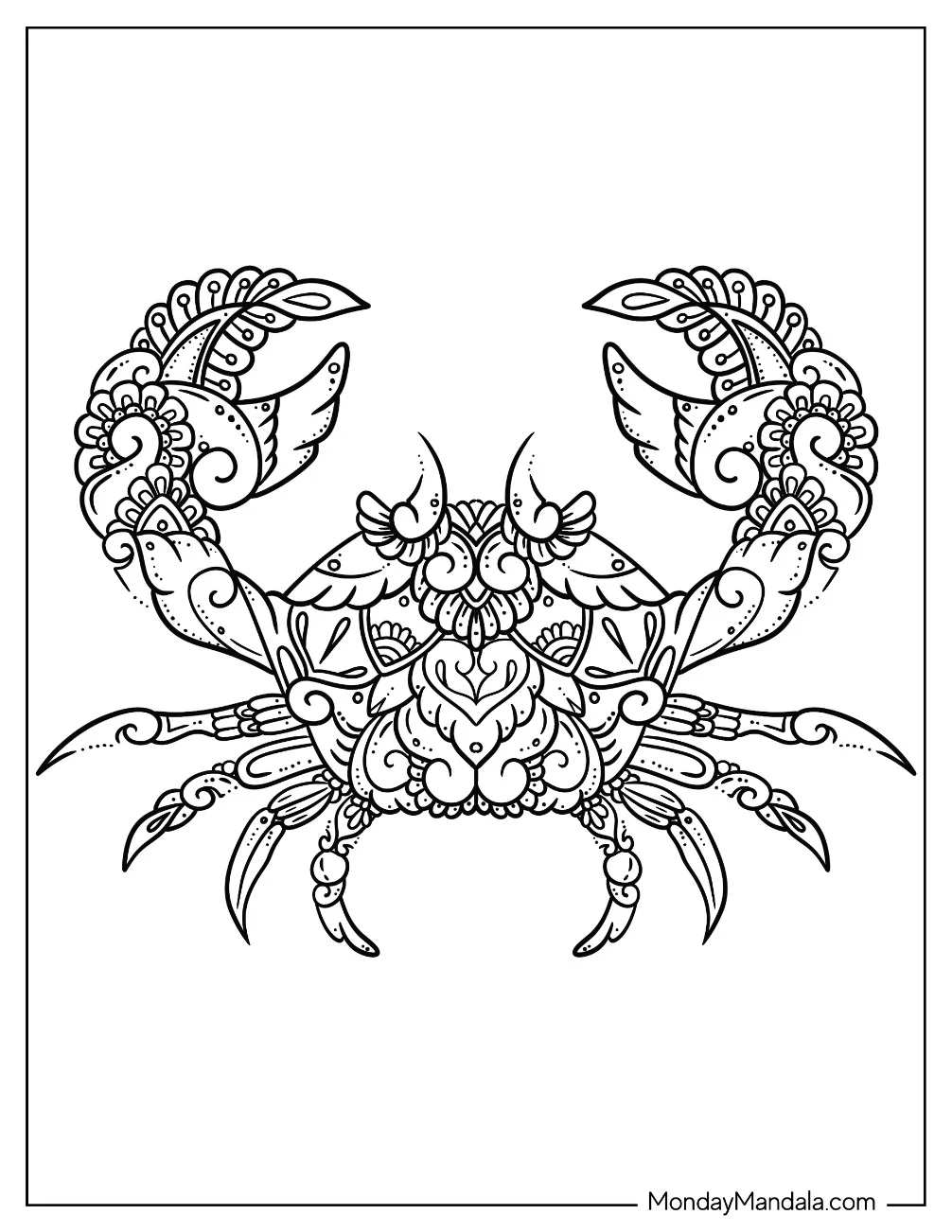 Floral Mandala Crab Coloring Page coloring page