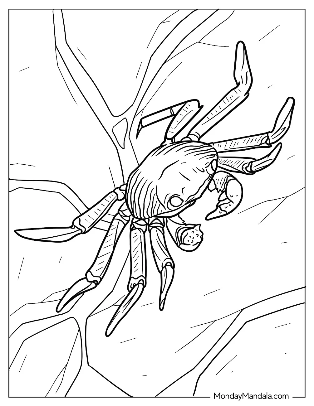 Realistic Christmas Island Red Crab Coloring Page Crawling Over Rocks coloring page