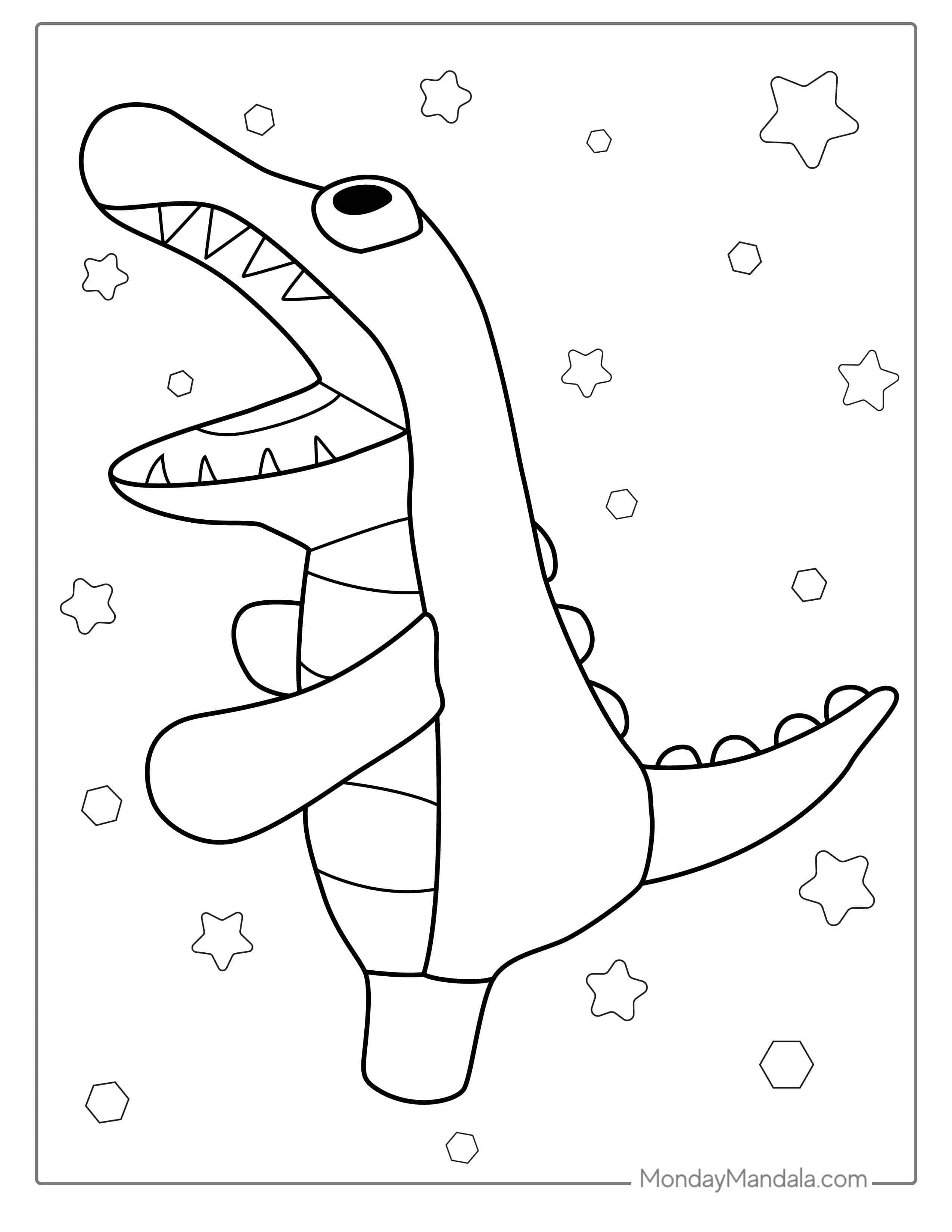 Easy Outline Of a Crocodile For Preschoolers(1) coloring page — printable line art