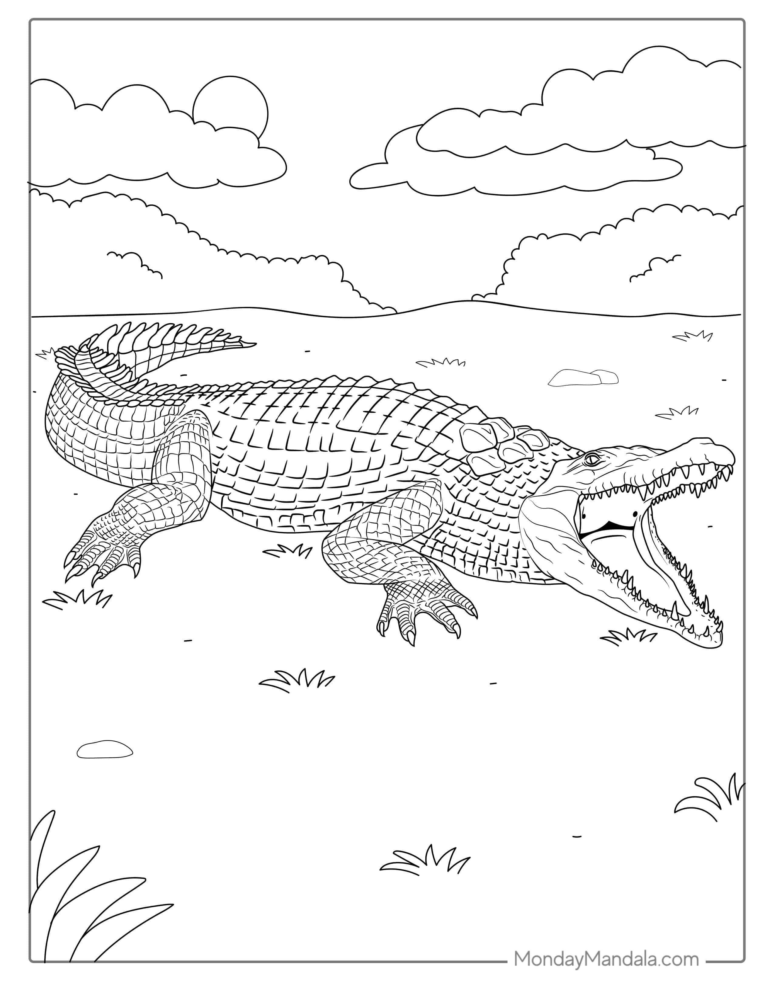 Prehistoric Crocodile Coloring Page coloring page