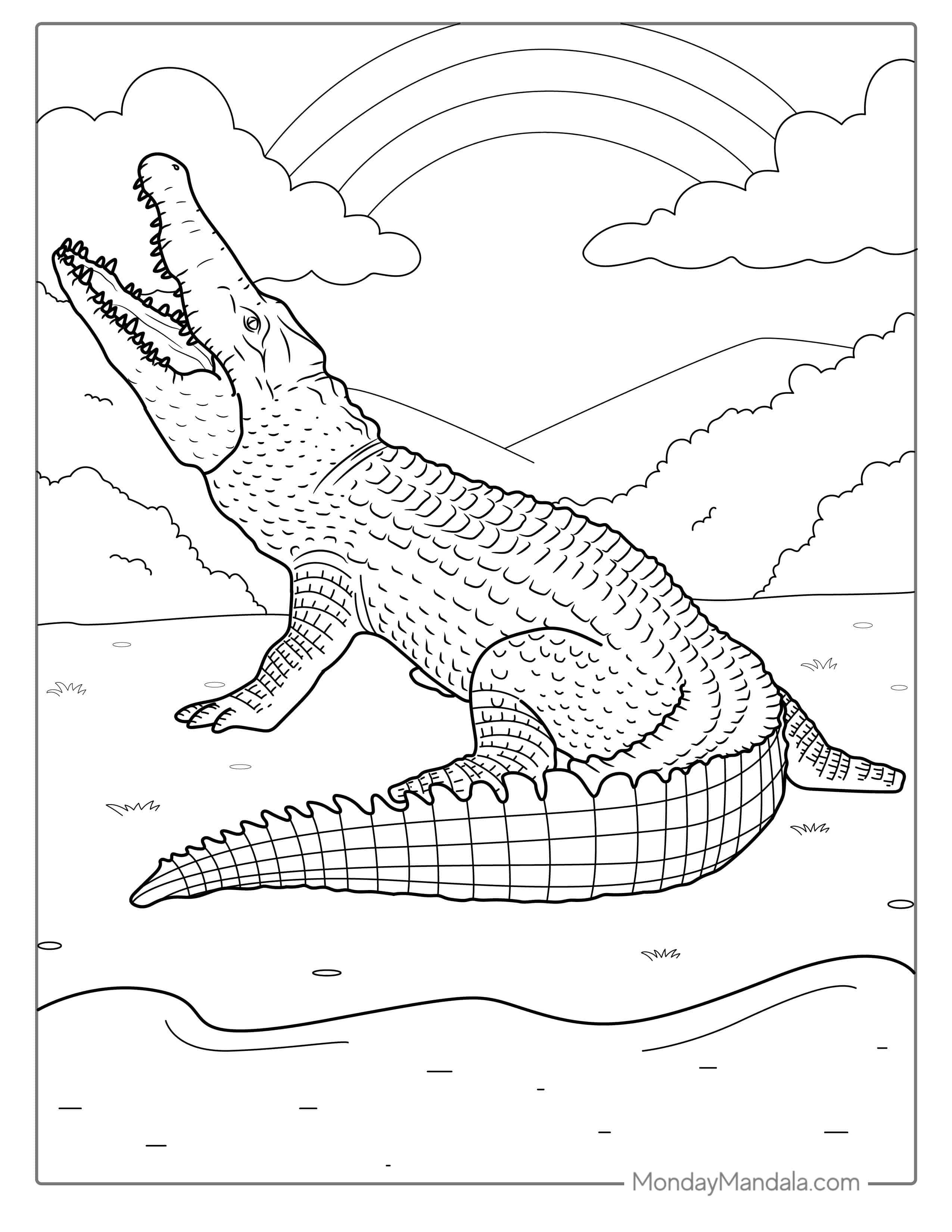 Realistic American Crocodile Coloring Page coloring page