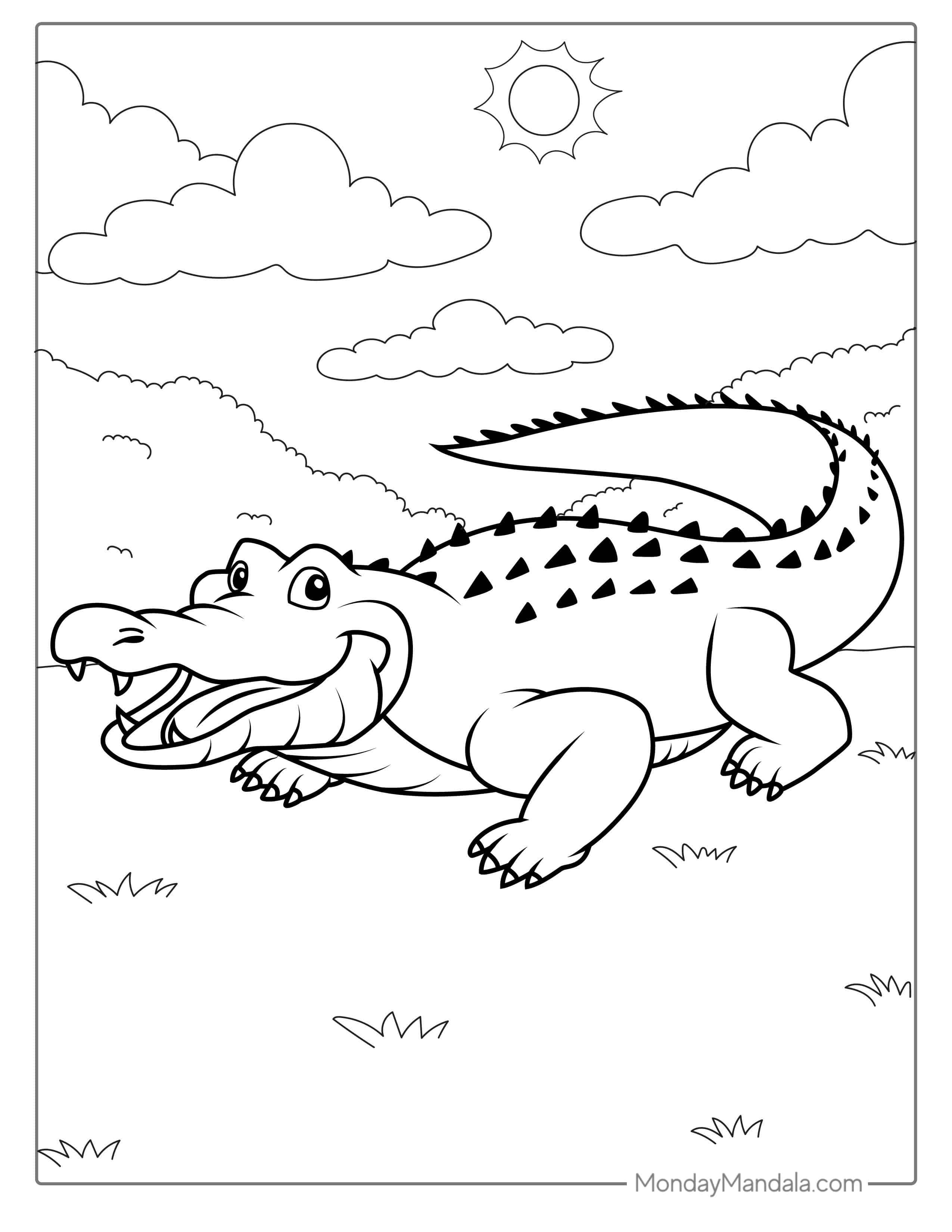 Smiling Crocodile Coloring Page coloring page