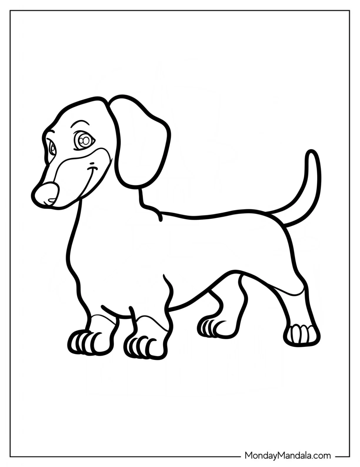 Cartoon Dachshund Coloring Page For Kids coloring page