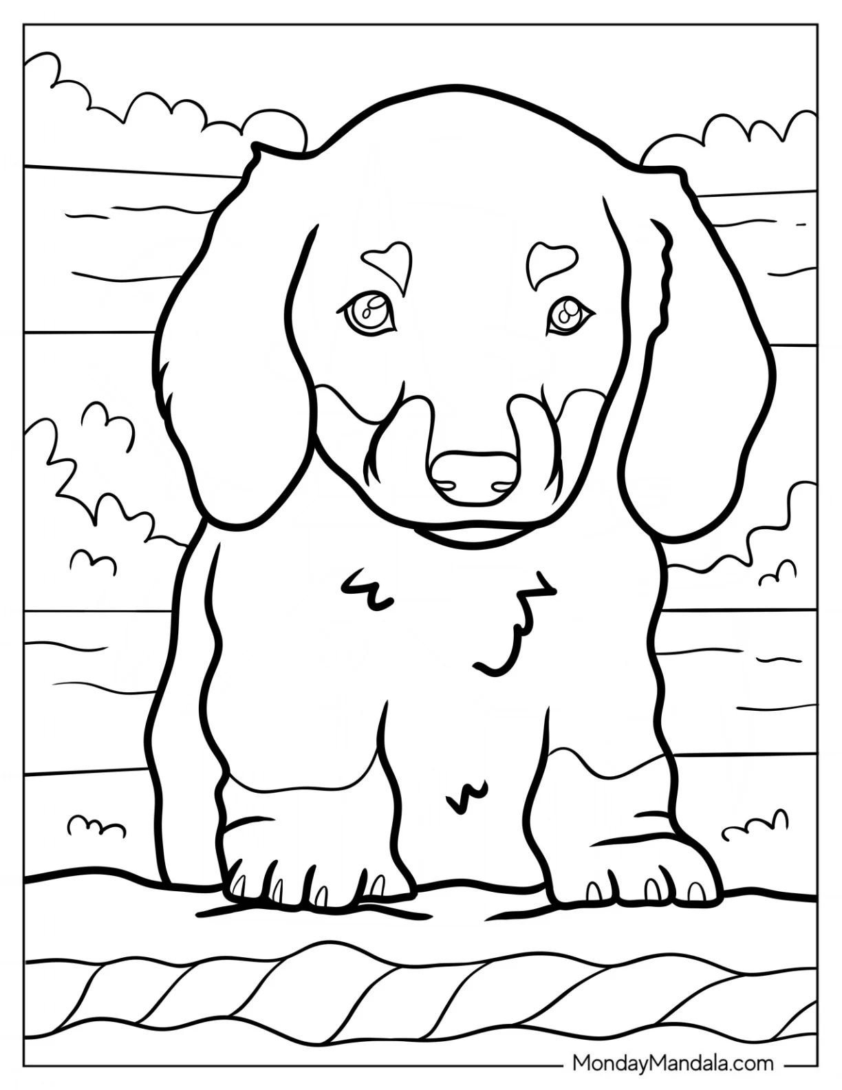 Cute Puppy Dachshund Coloring Page coloring page