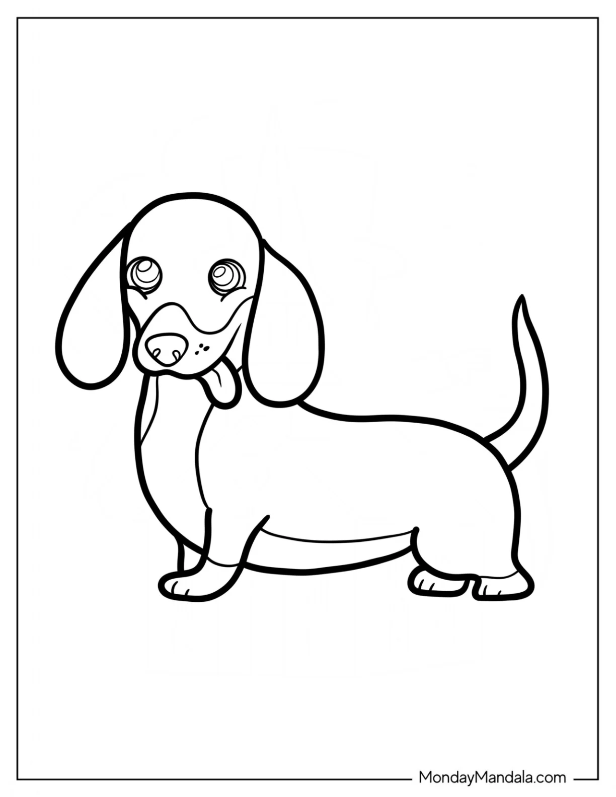 Easy Cute Dachshund Coloring Page For Preschoolers coloring page