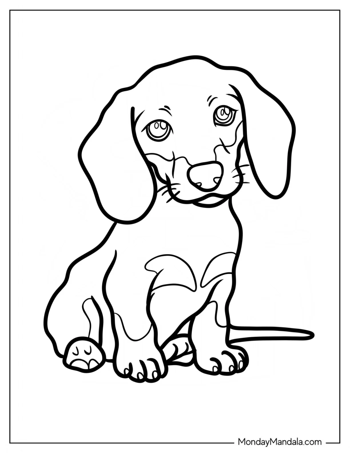 Realistic Dachshund Coloring Page Sitting coloring page