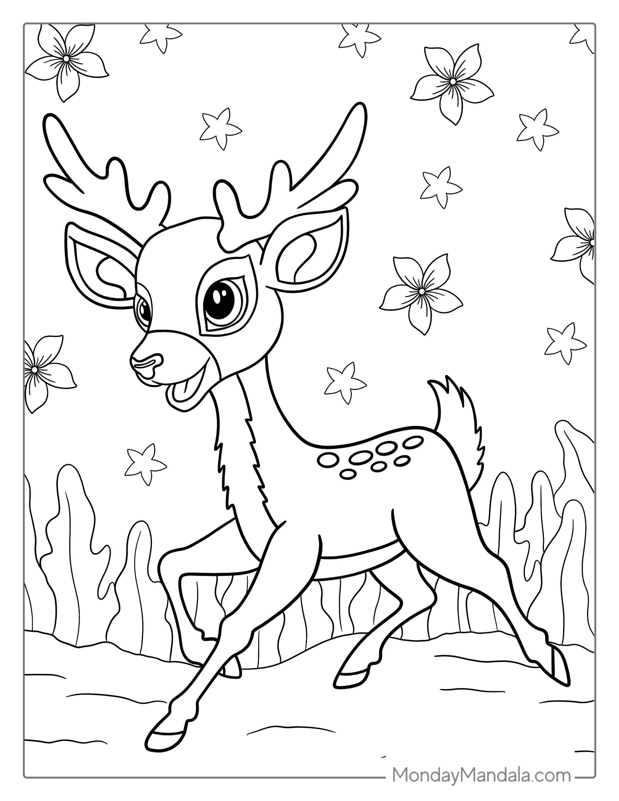Cartoon Deer Coloring Page For Kids coloring page