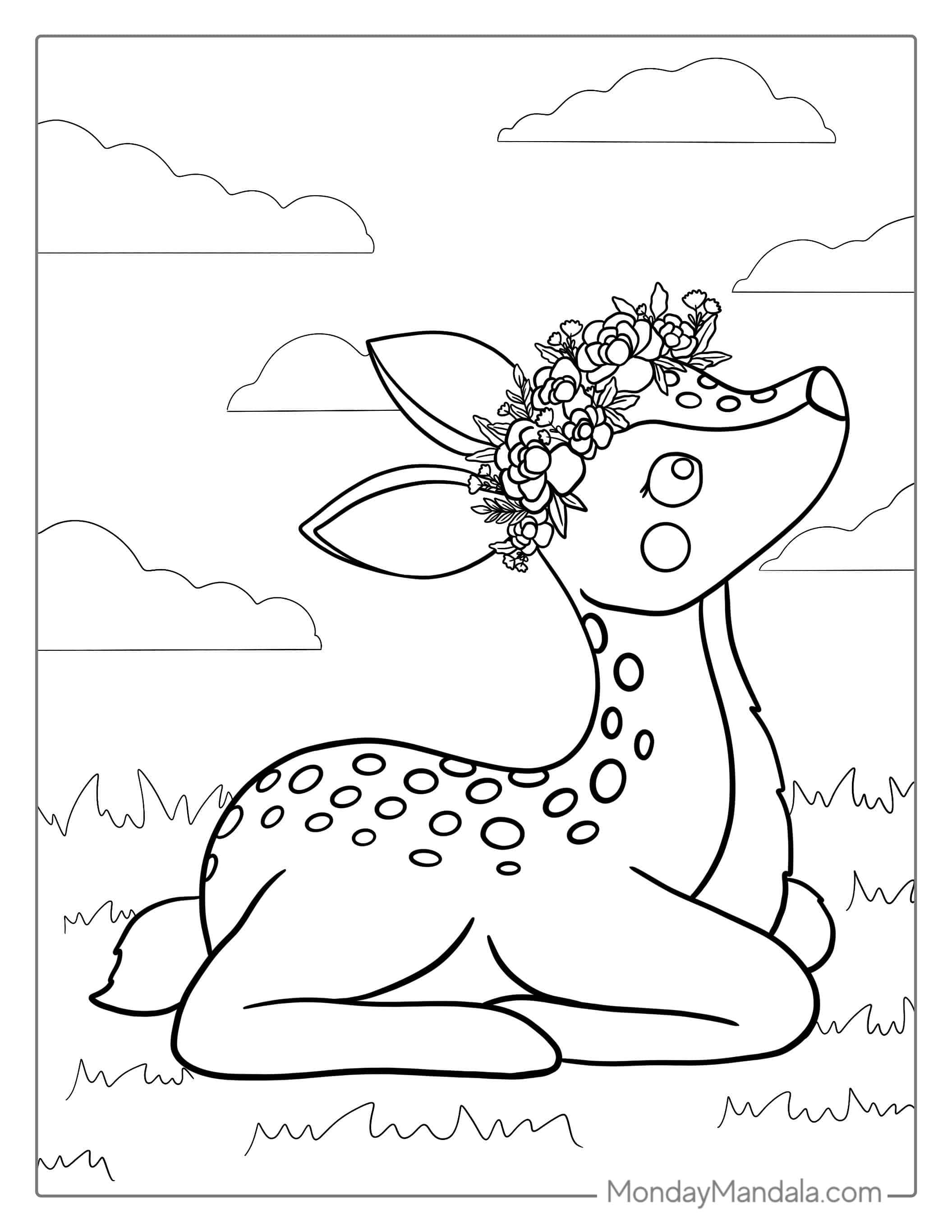 Easy Deer Coloring Page For Kids coloring page