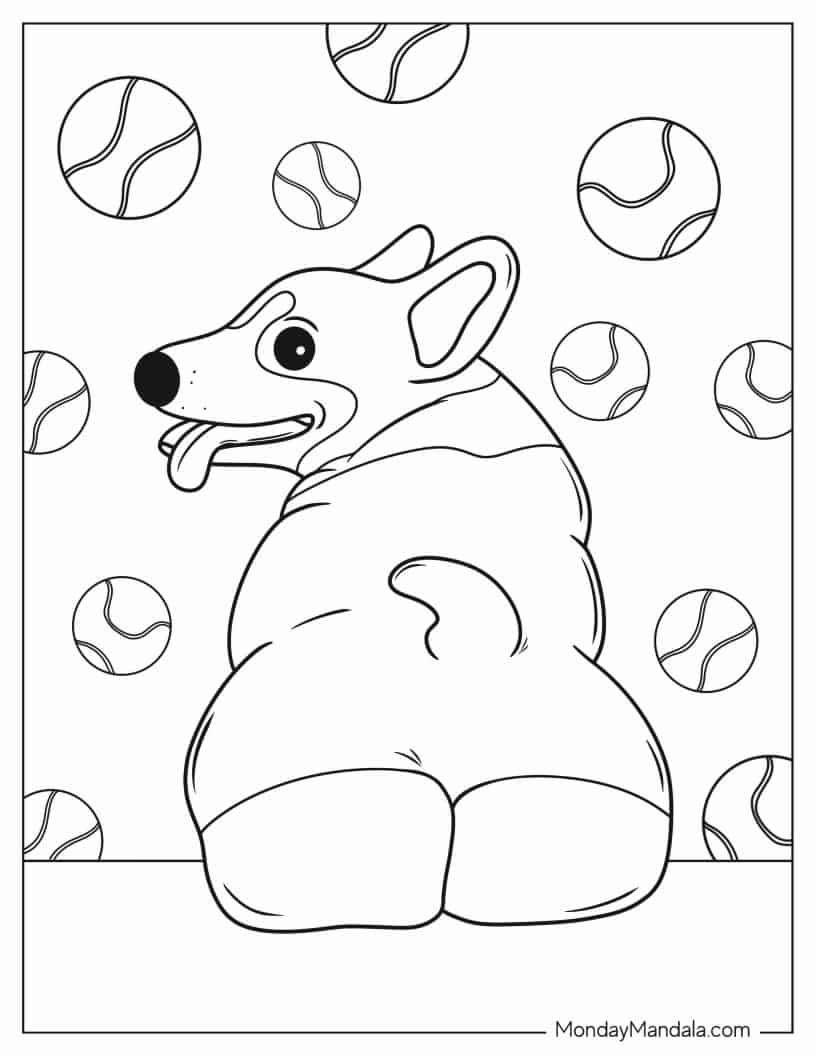 Back View Of Cute Corgi coloring page