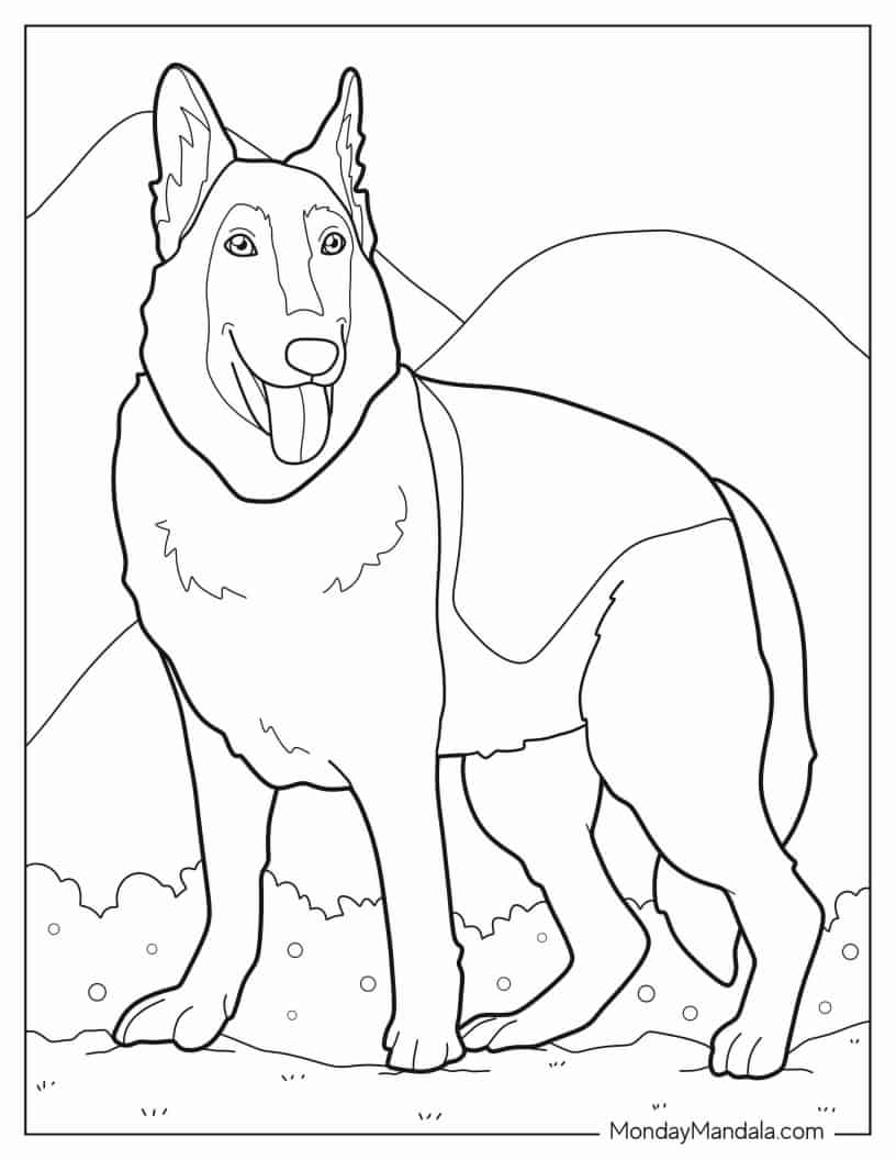Big German Shepherd Dog coloring page