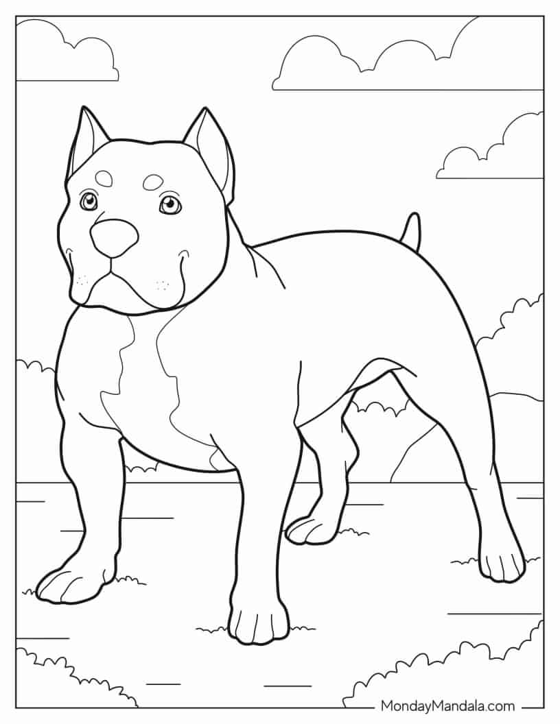 Friendly Adult Bulldog coloring page — printable line art