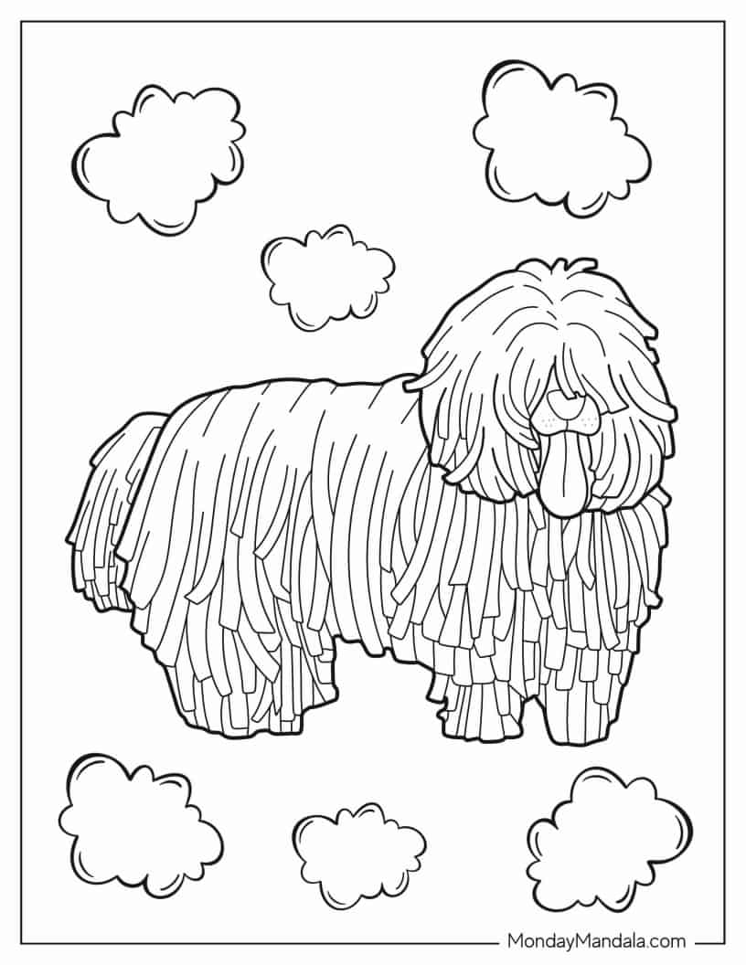 Komondor Dog With Overgrown Fur coloring page