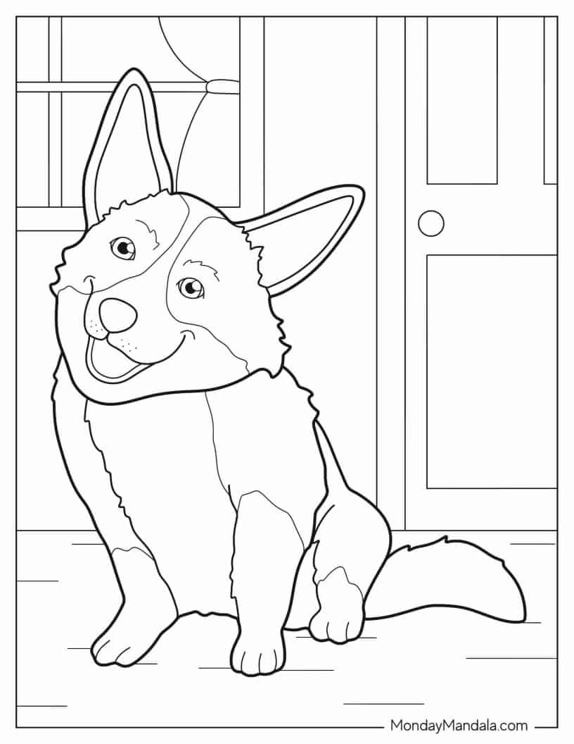 Large Sheepdog Resting In The Field Coloring Page coloring page