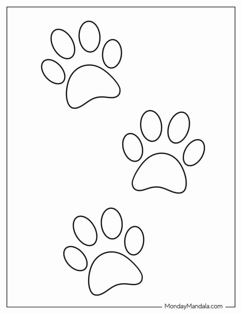 Paw Prints For Preschoolers To Color coloring page — printable line art
