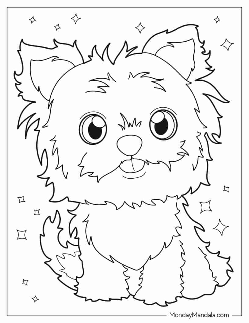 Yorkshire Terrier Coloring Page For Kids coloring page — printable line art