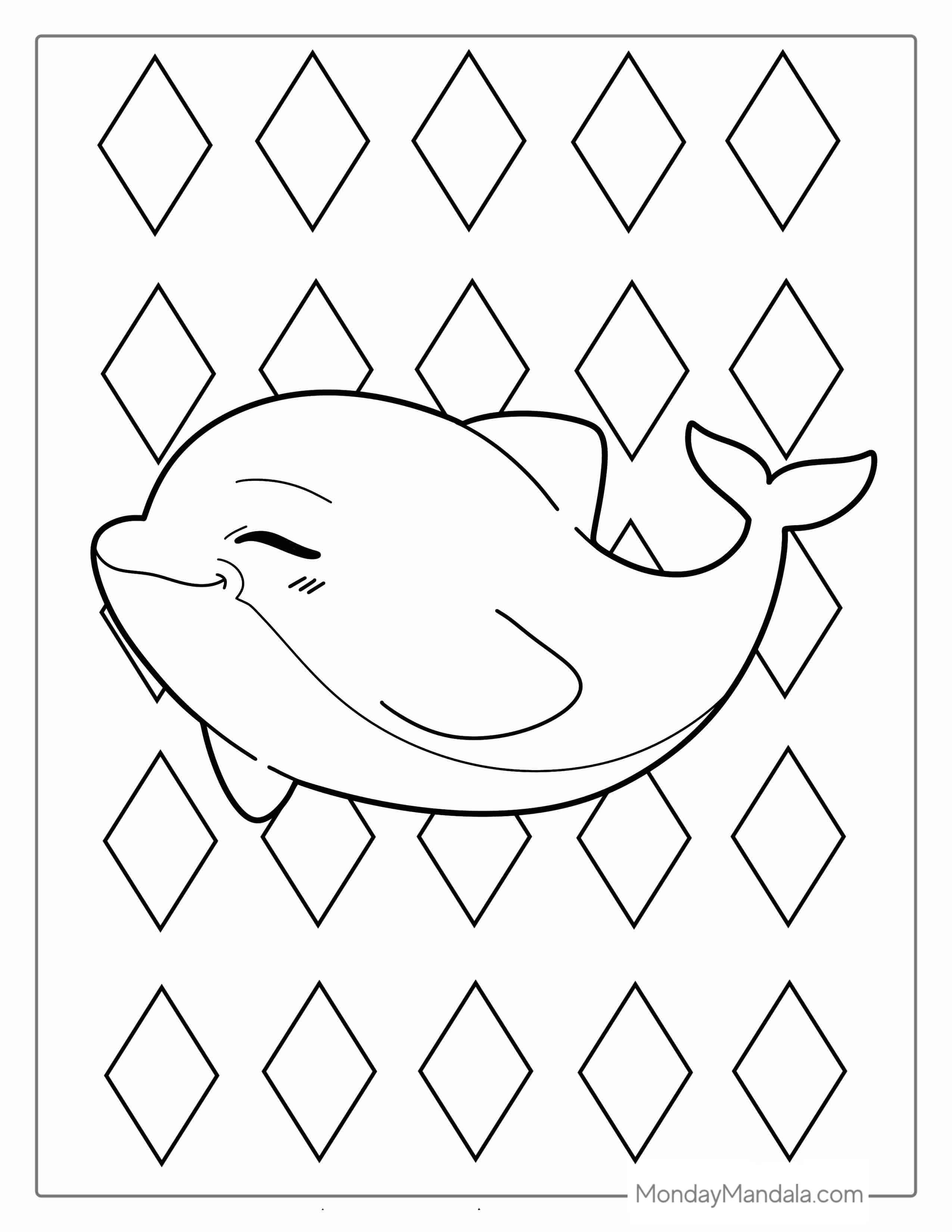 Cute Kawaii Dolphin To Color coloring page
