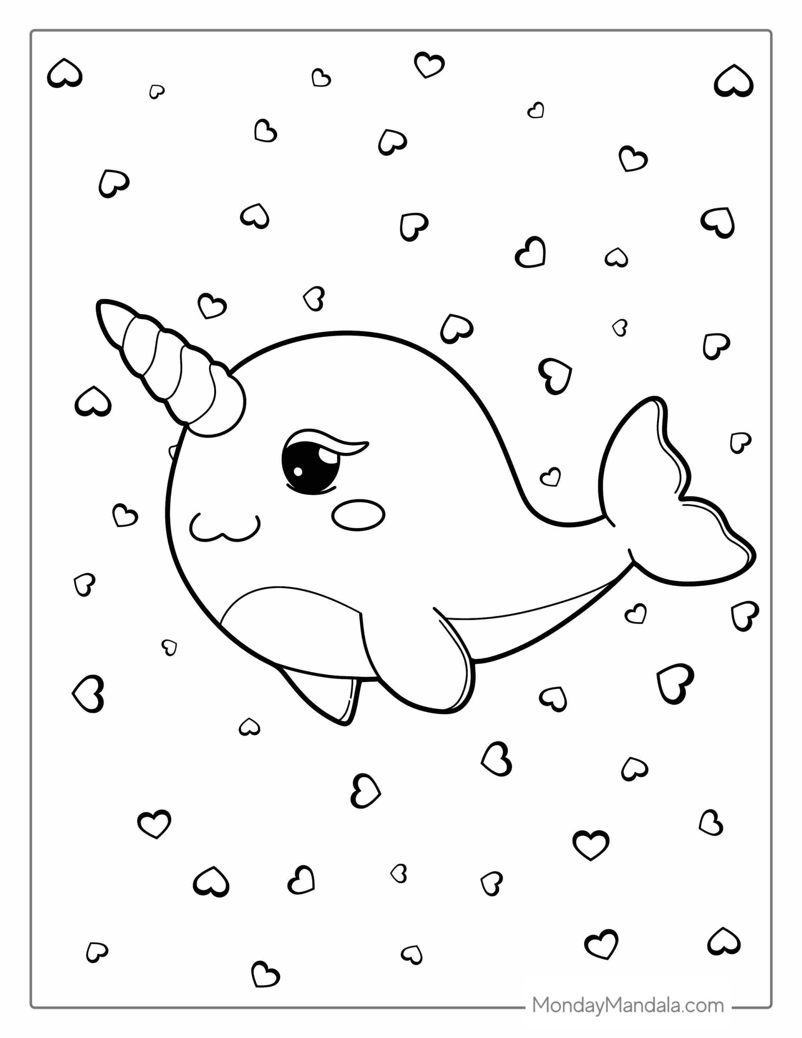 Cute Unicorn Dolphin Coloring Sheet For Kids coloring page