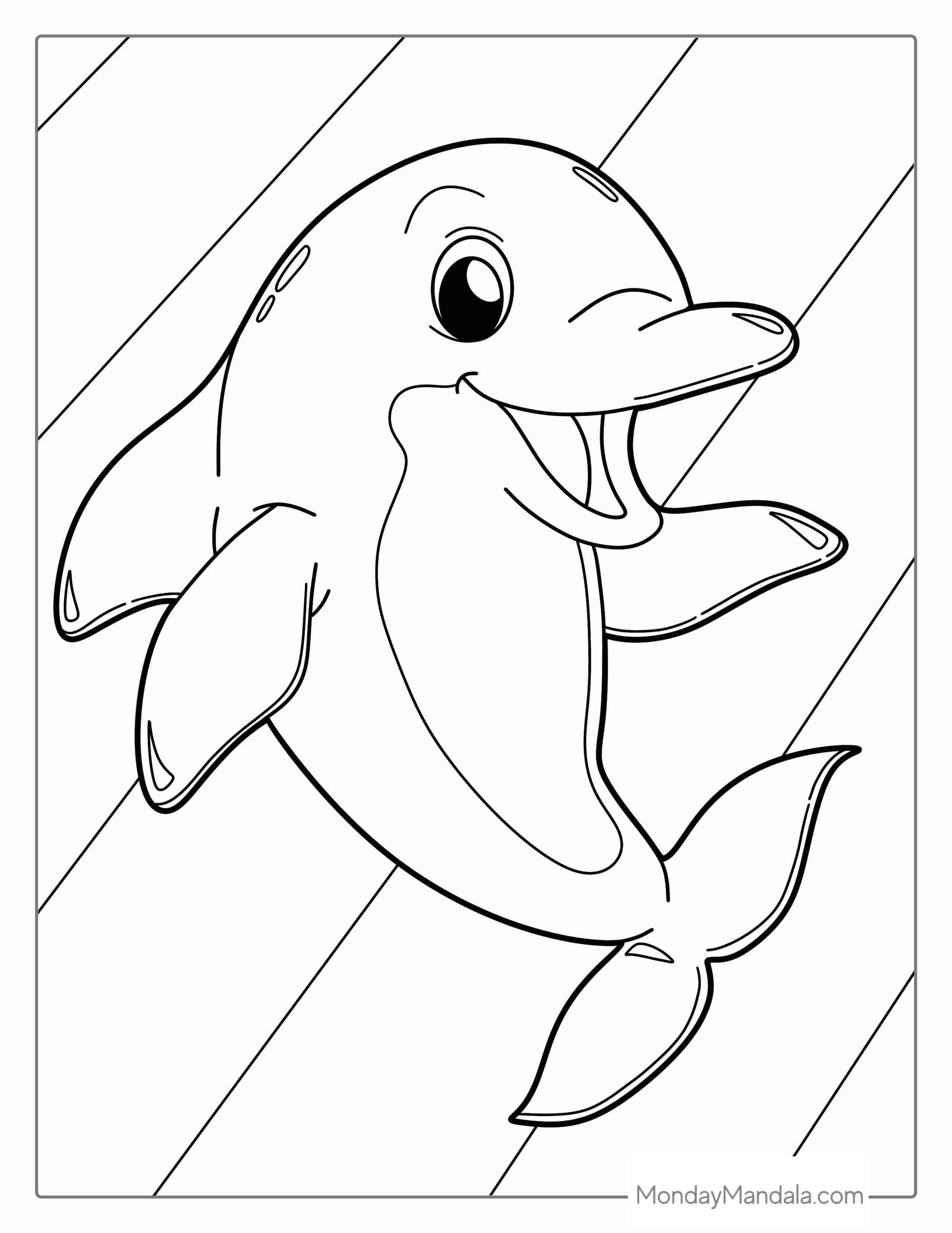 Easy Coloring Sheet For Dolphin For Preschoolers coloring page — printable line art