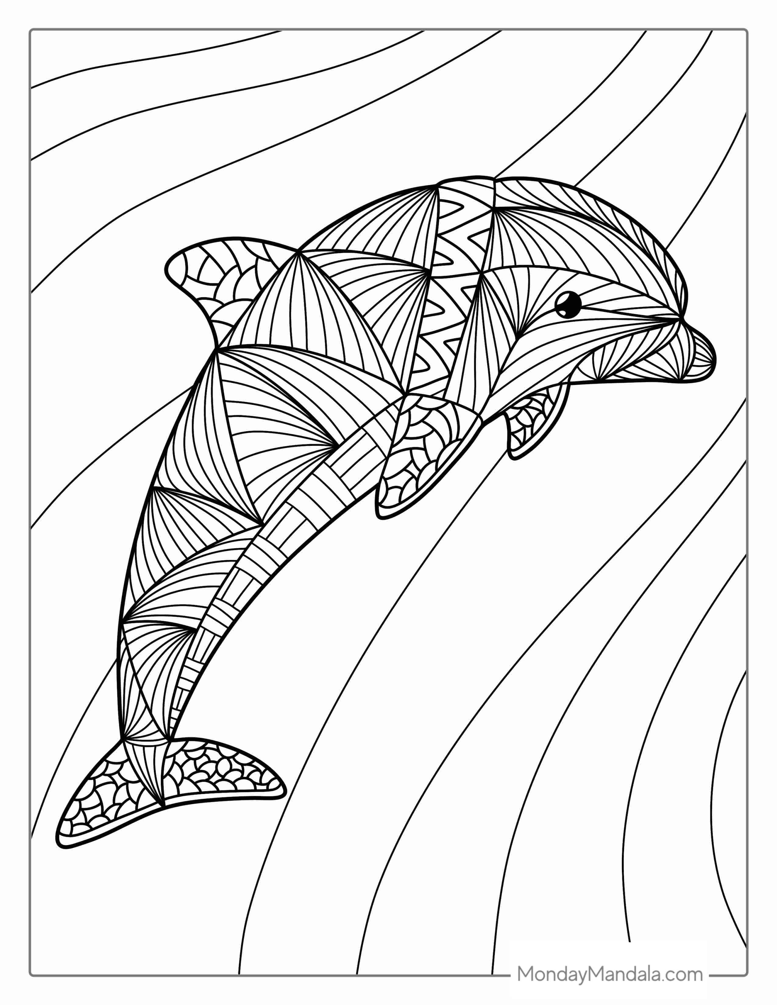 Mandala Dolphin Coloring Sheet For Adults coloring page