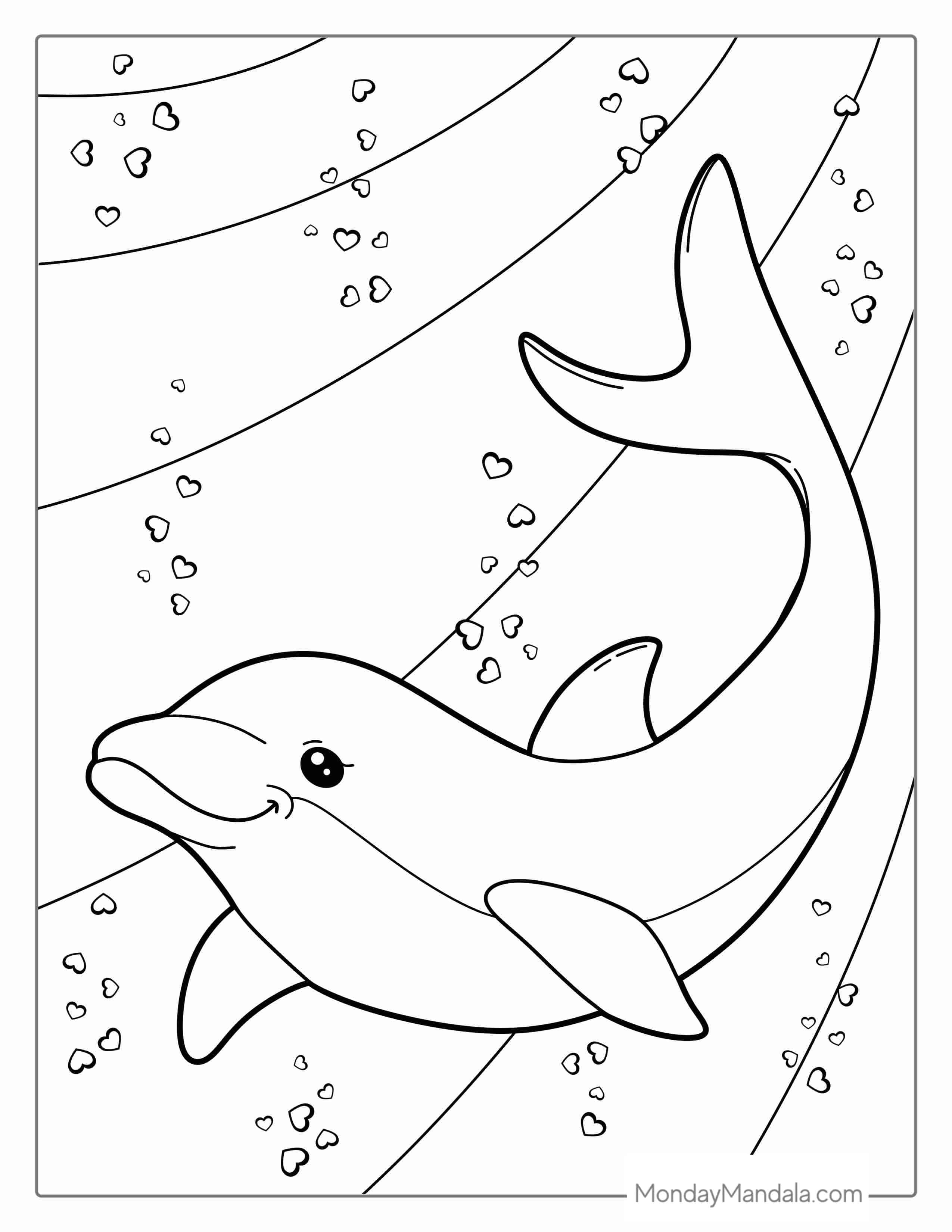 Simple Outline Of Smiling Dolphin To Color coloring page
