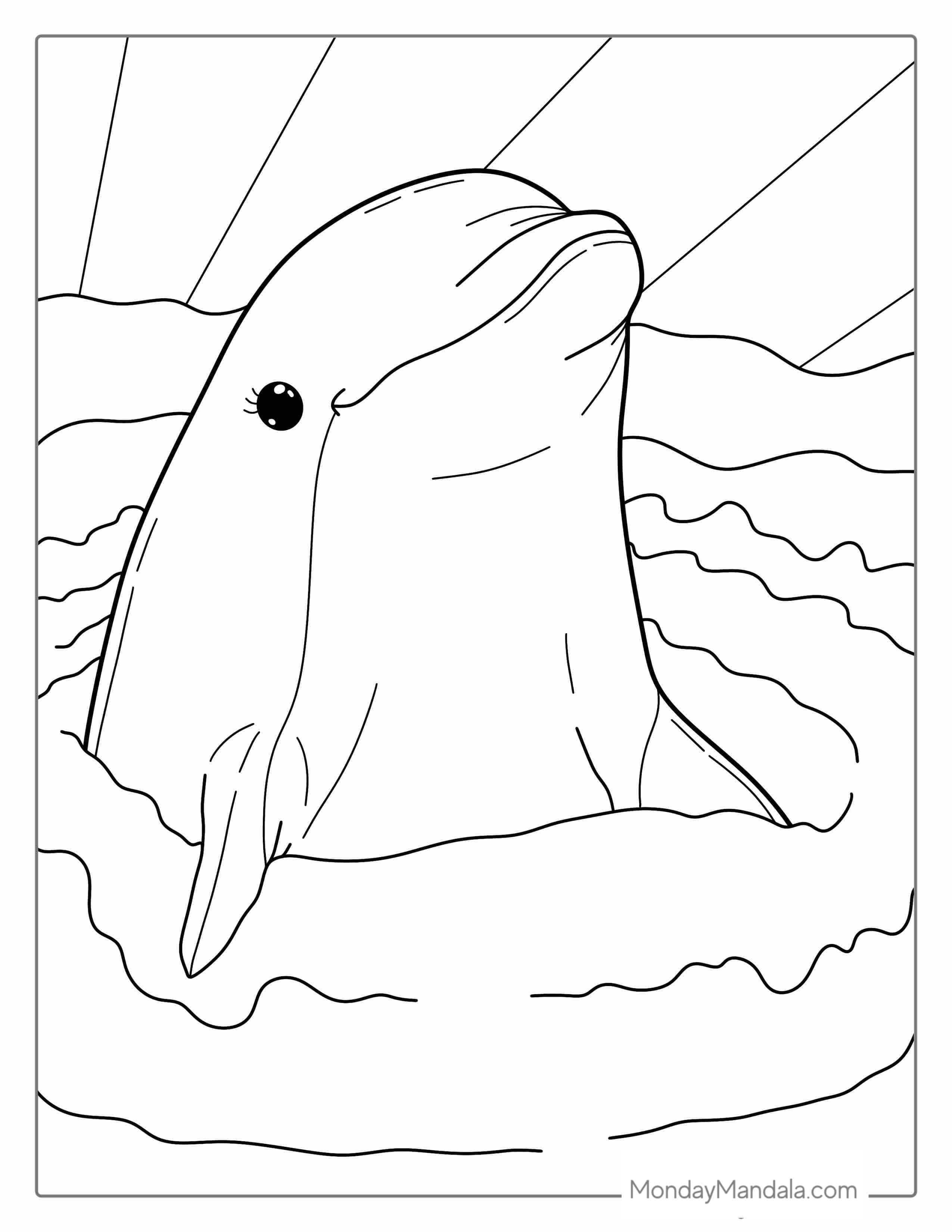 Smiling Dolphin Coloring Sheet For Kids coloring page