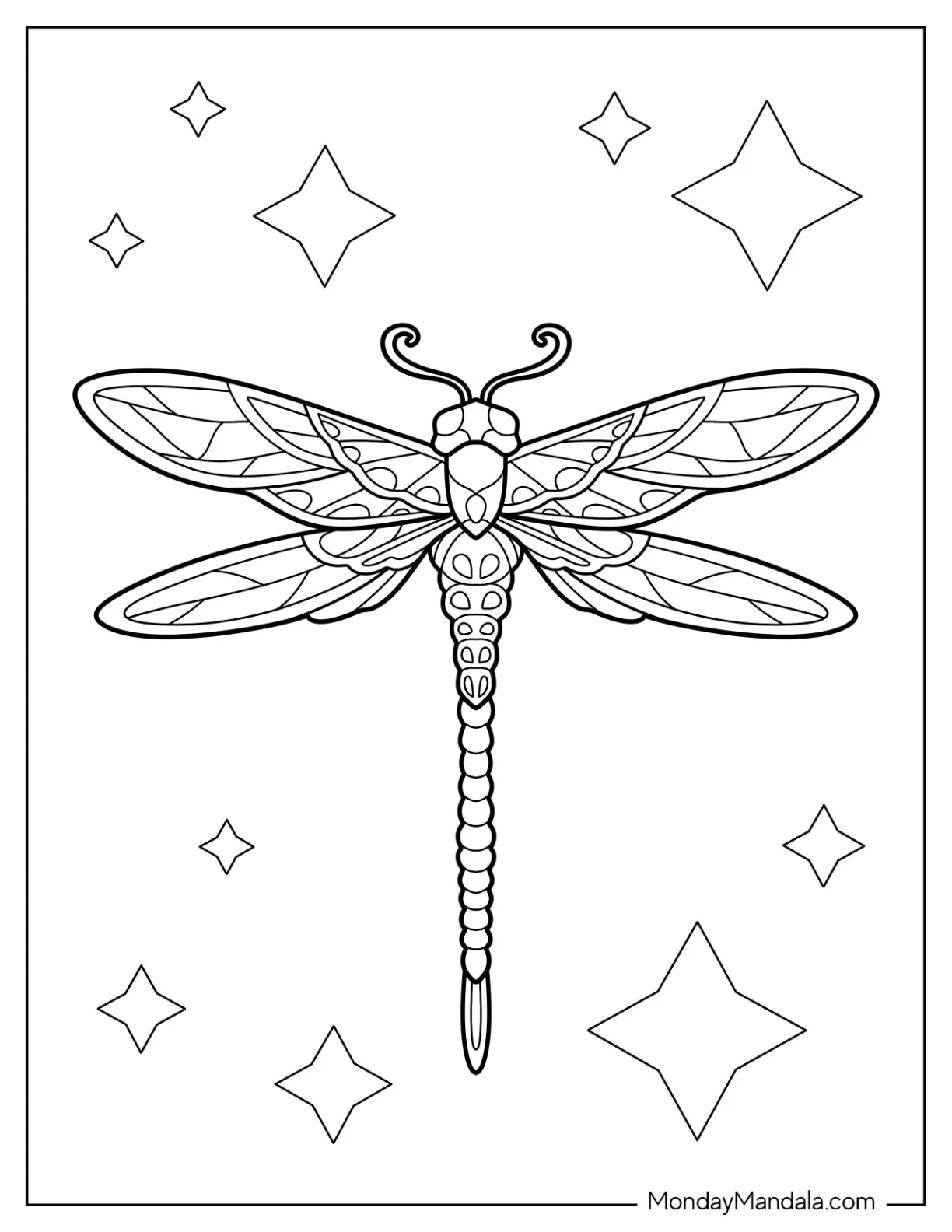 Butterfly Dragonfly Coloring Page coloring page — printable line art