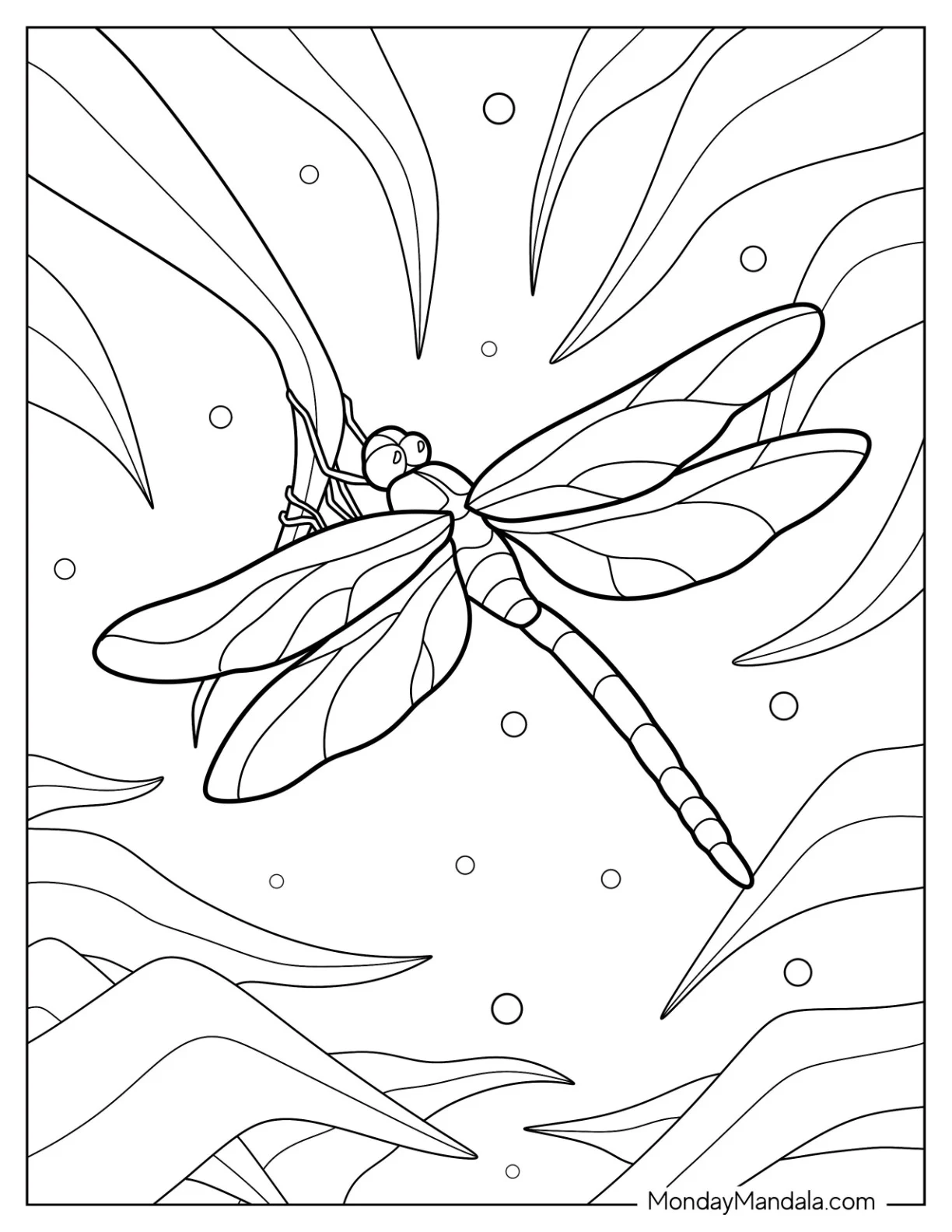 Dragonfly Coloring Page Clinging To Leaf coloring page