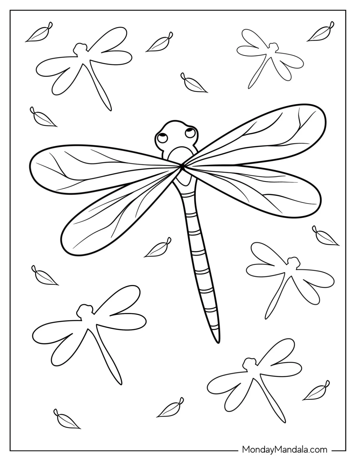Easy Dragonfly Coloring Page Outline coloring page