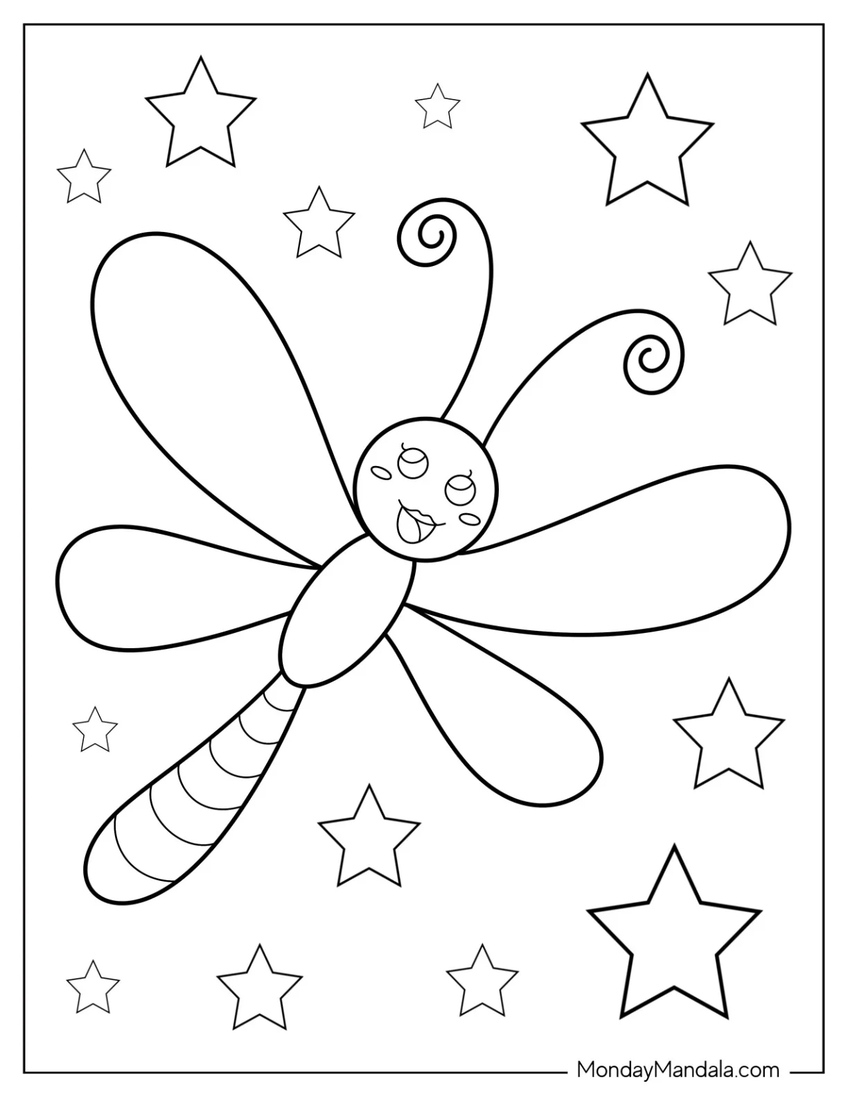 Pretty Female Dragonfly Coloring Page In The Air coloring page