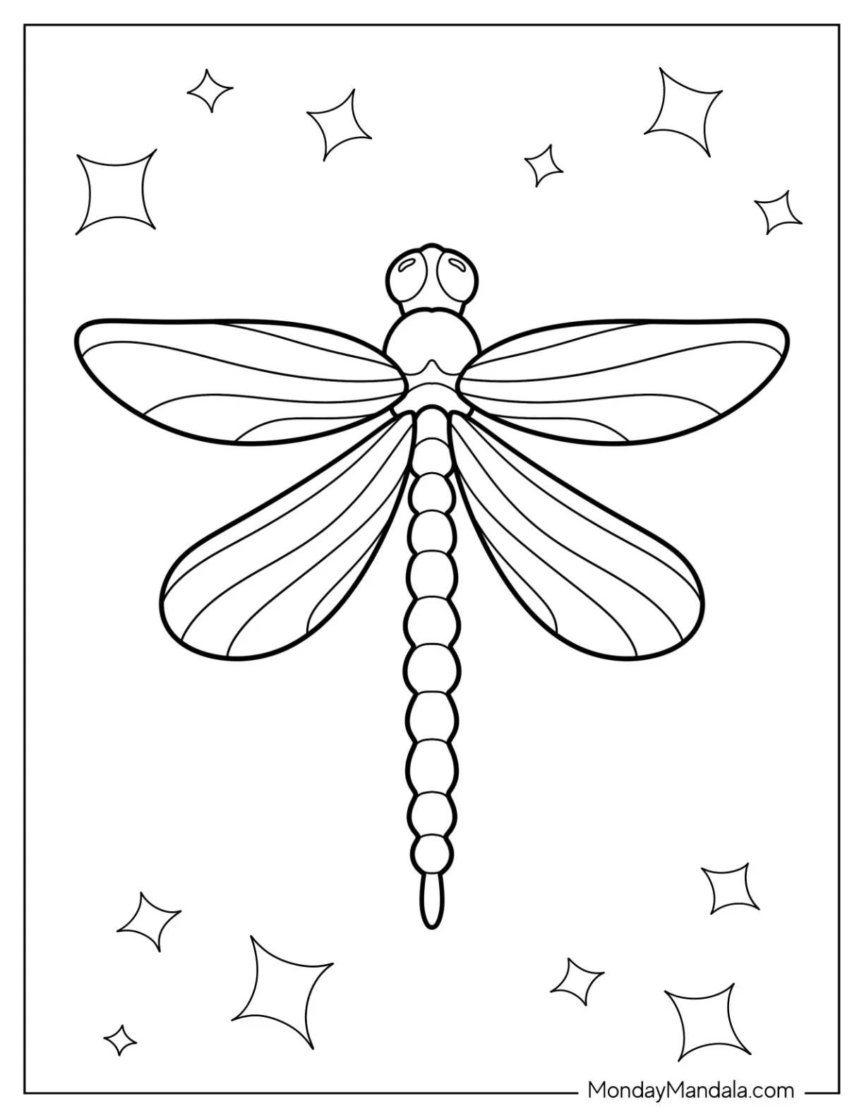Simple Cartoon Dragonfly Coloring Page For Kids coloring page