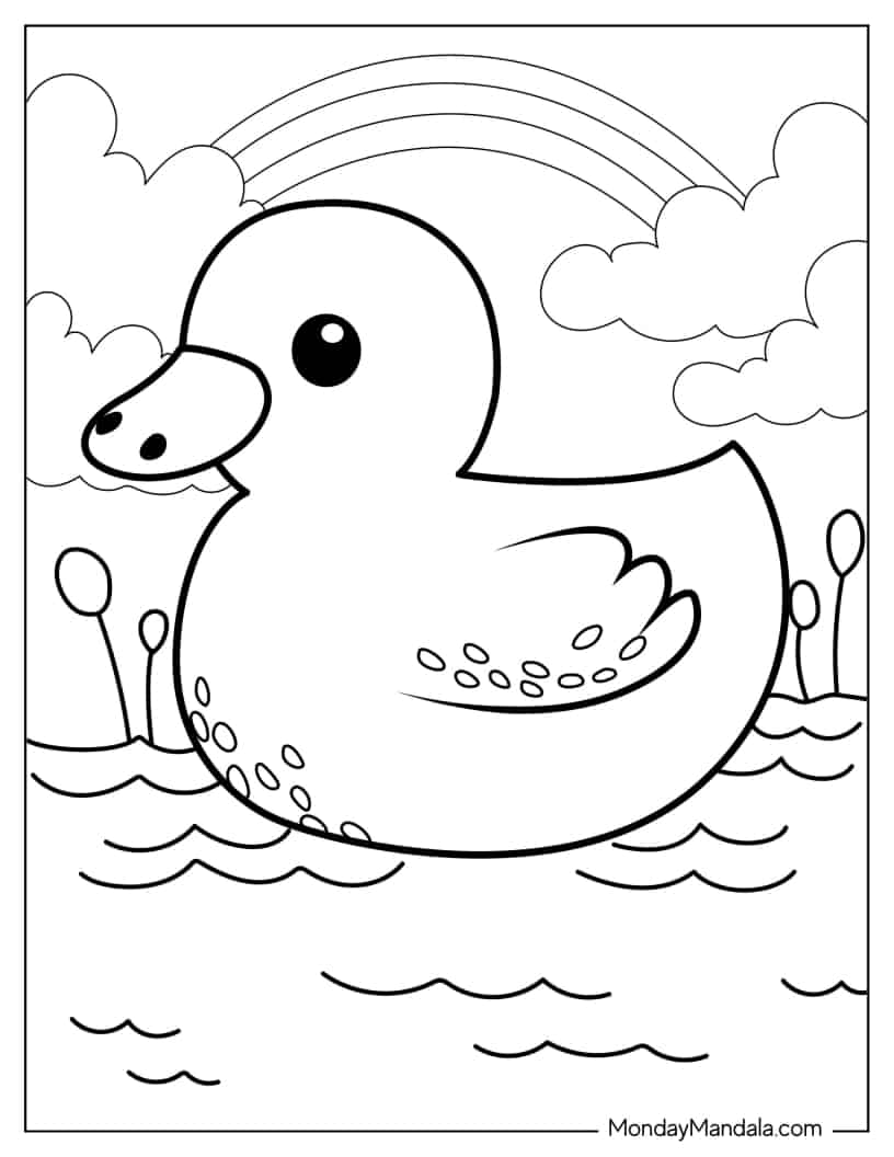 Coloring Page Of An Easy To Color Duck coloring page