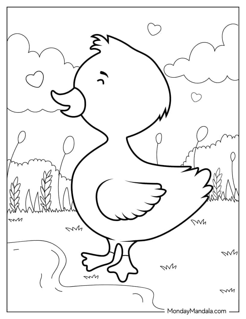 Cute Baby Duck To Color For Preschoolers coloring page