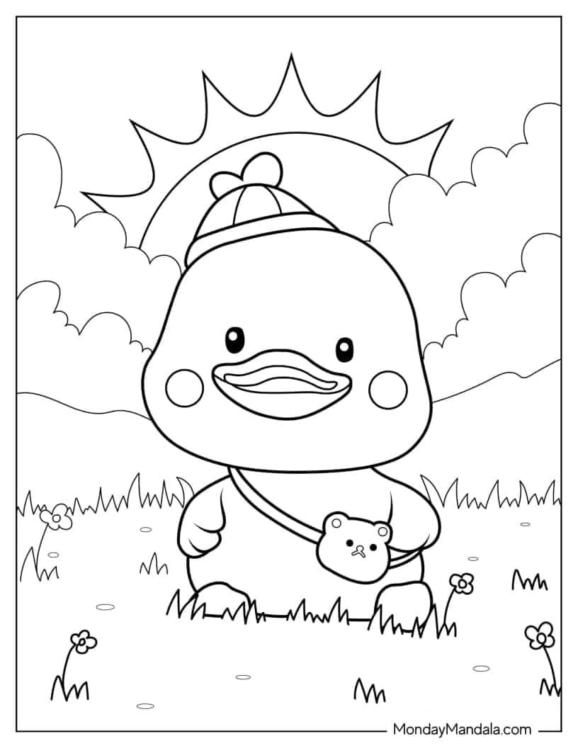 Kawaii Duck Coloring Page coloring page