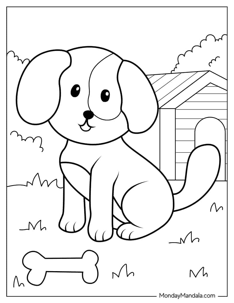 Cute Farm Dog Coloring Page coloring page