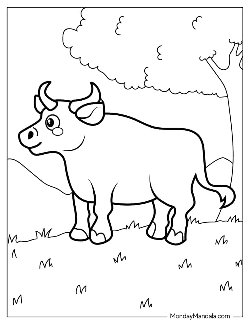 Simple Outline Of a Bull To Color coloring page — printable line art