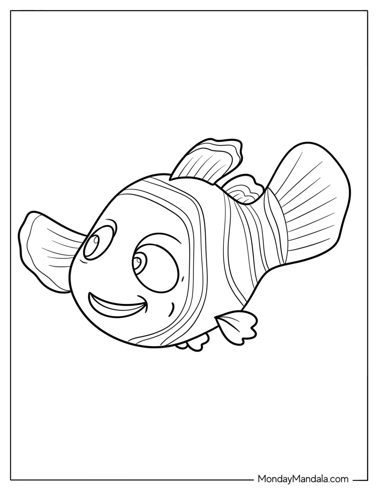 Fish Coloring Page of Finding Nemo Clownfish for Kids coloring page