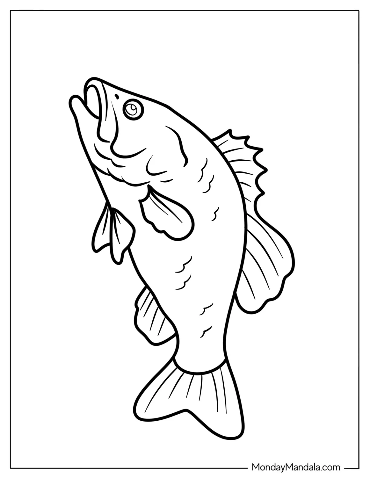 Fish Coloring Page of Largemouth Bass Outline for Kids coloring page