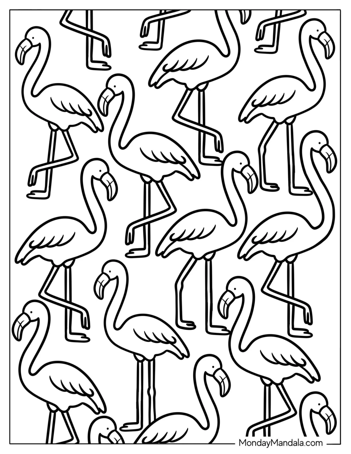 Simple Flamingo Outline Pattern coloring page — printable line art