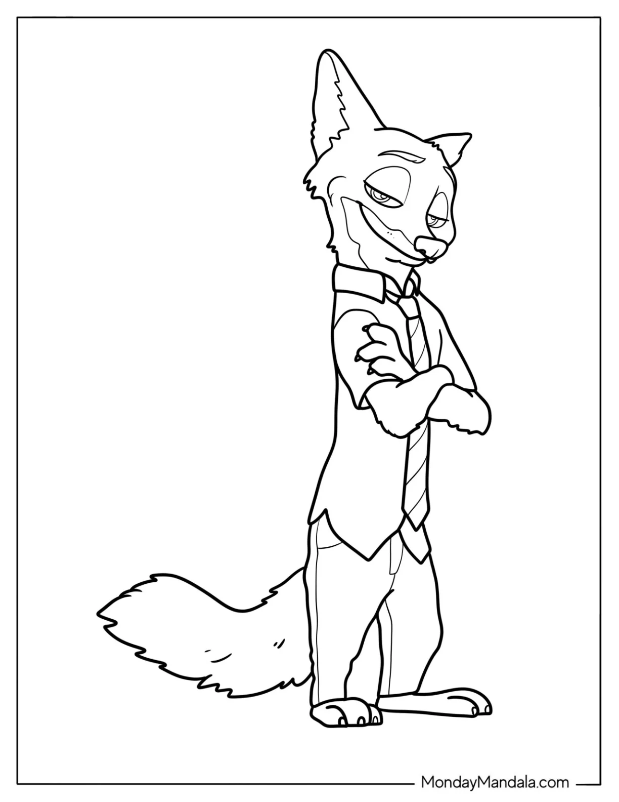 Cool Zootopia Fox Coloring Page Nick Wilde For Kids coloring page — printable line art